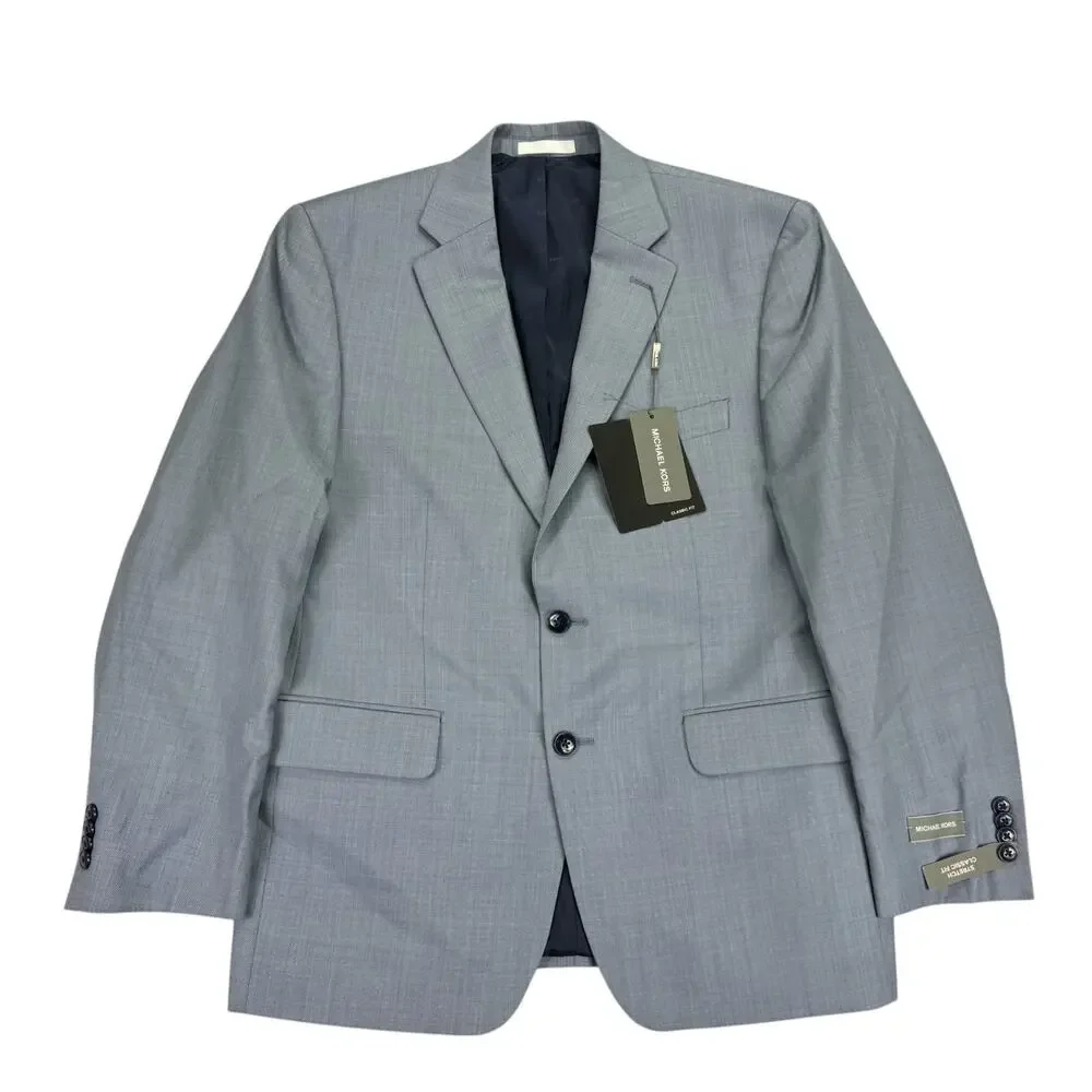 Michael Kors Mens Classic Fit Stretch Wool Blend Suit Jacket Light Blue 40S